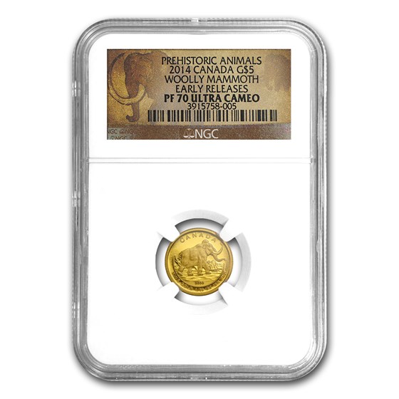 2014 Canada 1/10 oz Proof Gold $5 Woolly Mammoth PF-70 NGC 2014 Canada 1/10 oz Proof Gold $5 Woolly Mammoth PF-70 NGC